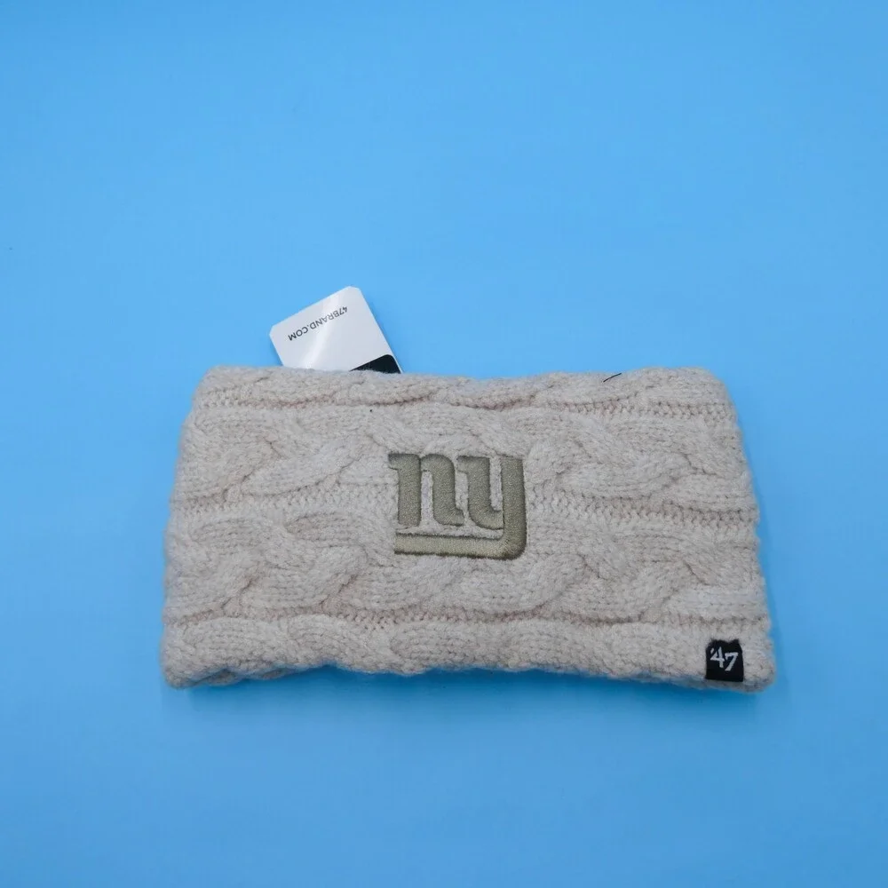 '47 Brand New York Giants Winter Headband Womens NBA Cable Knit Beige‎ Sweatband